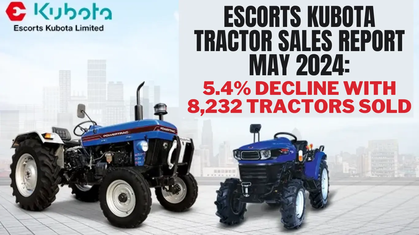 Escorts Kubota Tractor Sales Report May 2024: 5.4% Decline with 8,232 Tractors Sold