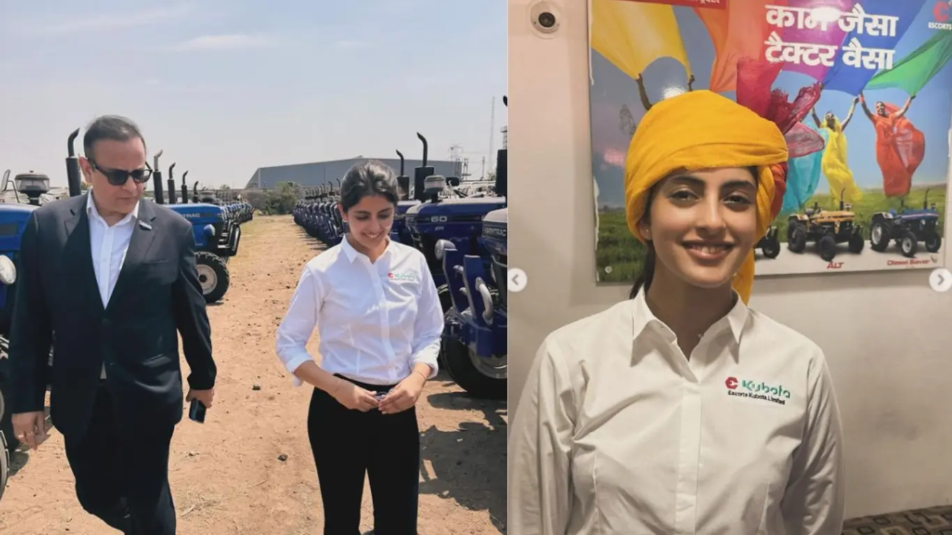Navya Nanda's Tractor Factory Visit Reflects Shift Towards Agri-Business with Her Father Escorts Kubota MD Nikhil Nanda